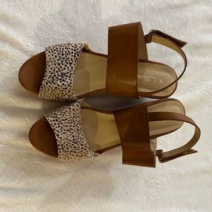 Brown/cheetah wedge heel sandals